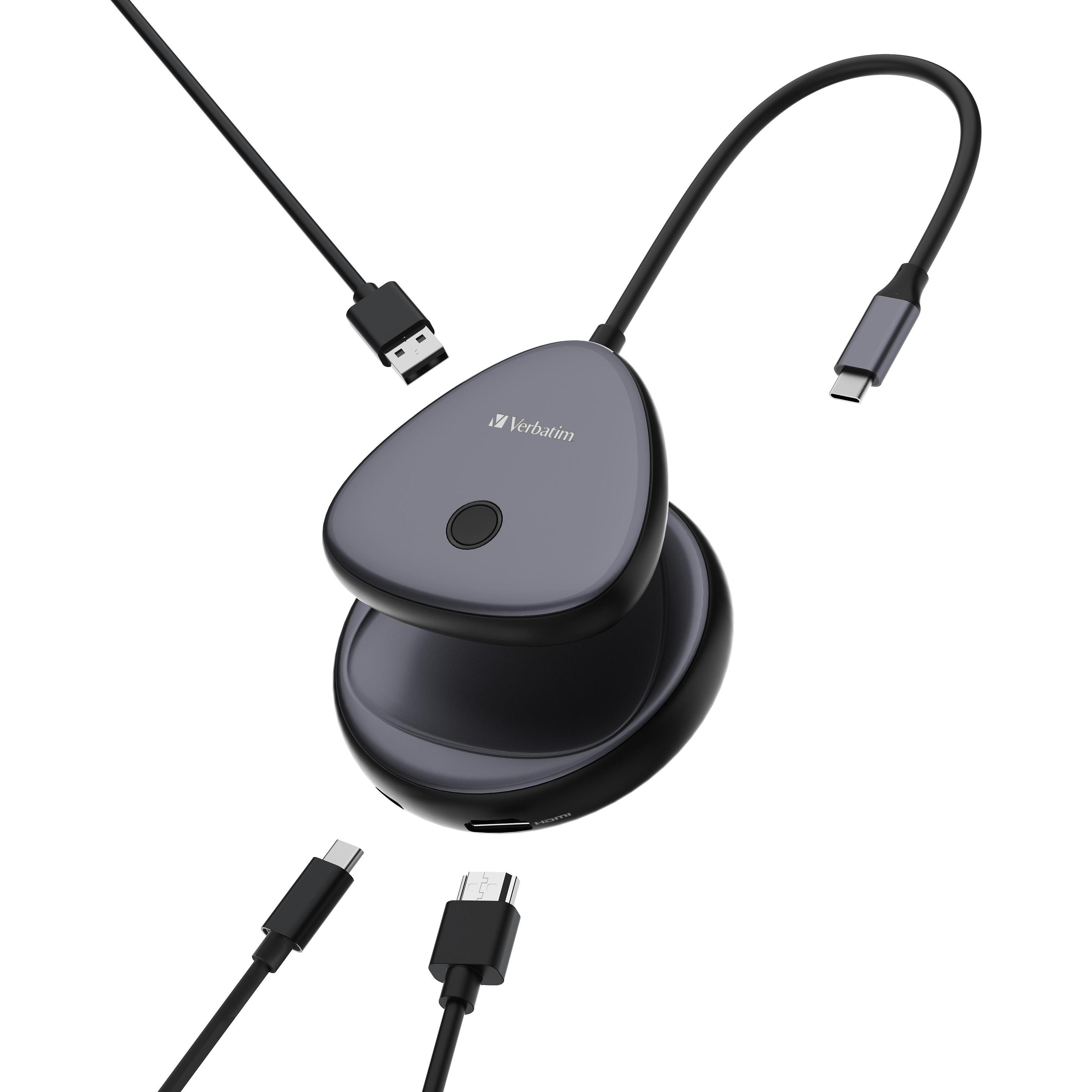 Verbatim WDA-02 (USB-C, 3 porte), Docking station + Hub USB, Nero