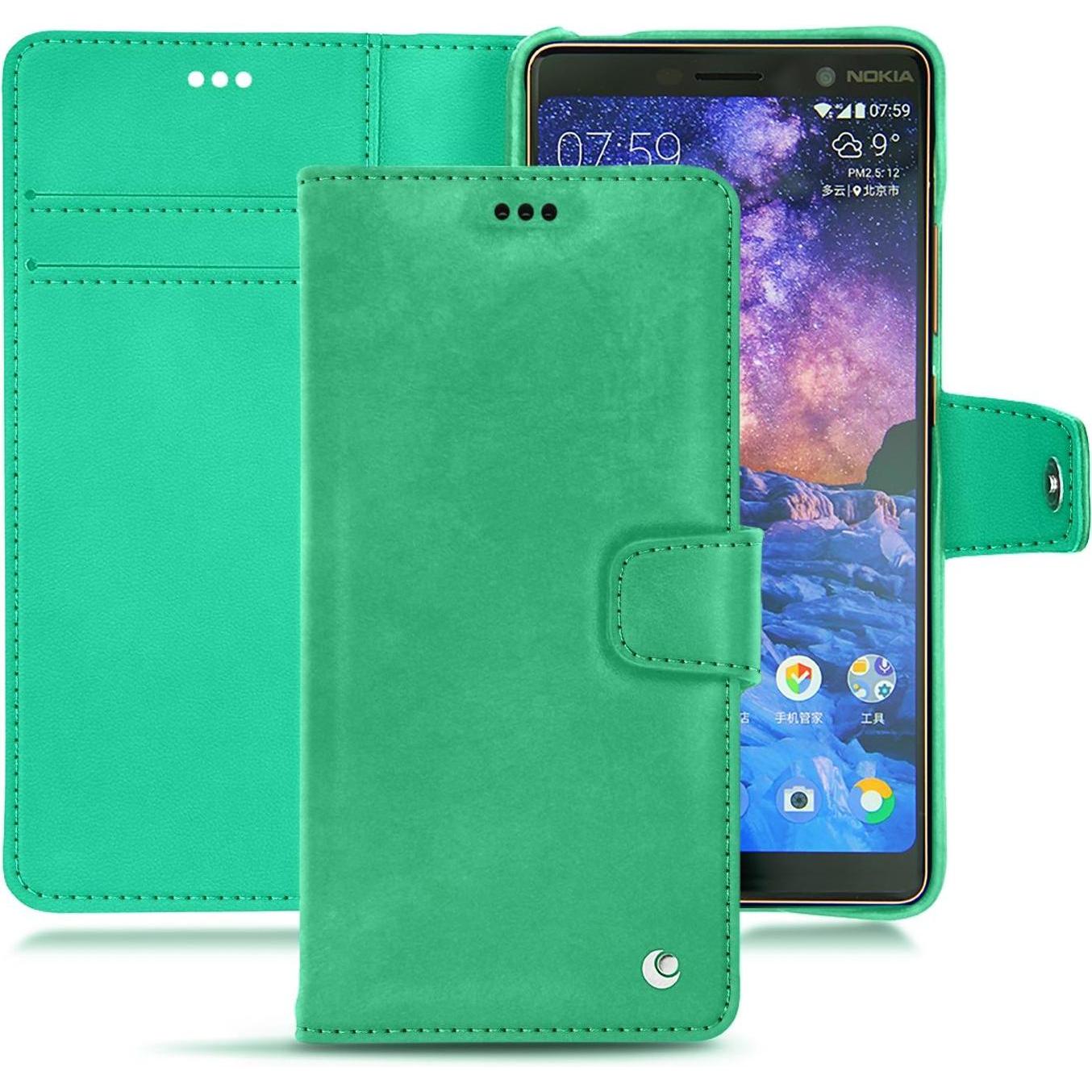 Noreve Lederschutzhülle Wallet (Apple iPhone 7 Plus), Smartphone Hülle, Grün