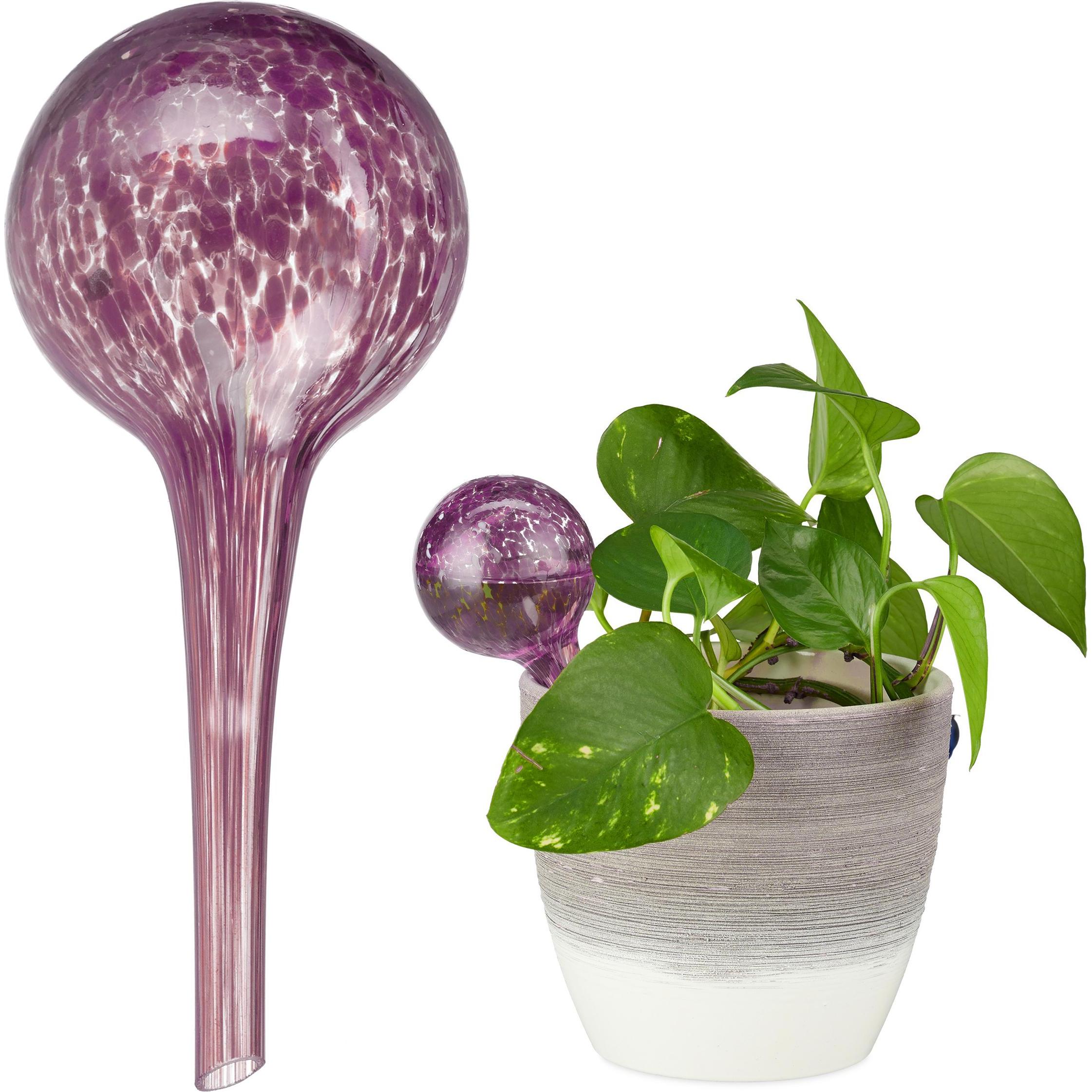 Relaxdays, Palloni Da Irrigazione + Cono Di Argilla, Sfere, Vetro (Palline Per L'irrigazione)