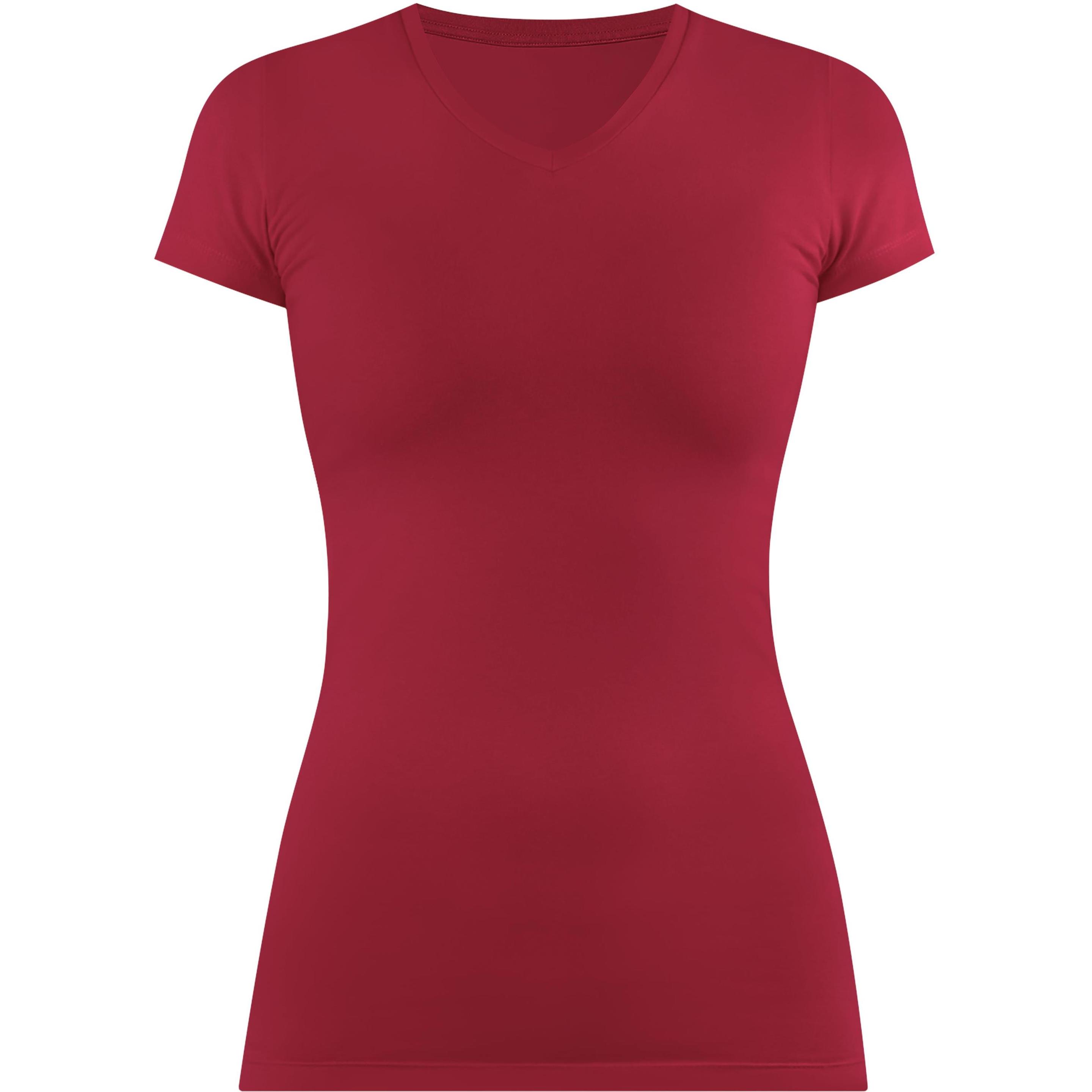 Normani, Damen, Shirt, Figurbetontes T-Shirt mit V-Ausschnitt Siena, Rot, (3XL)