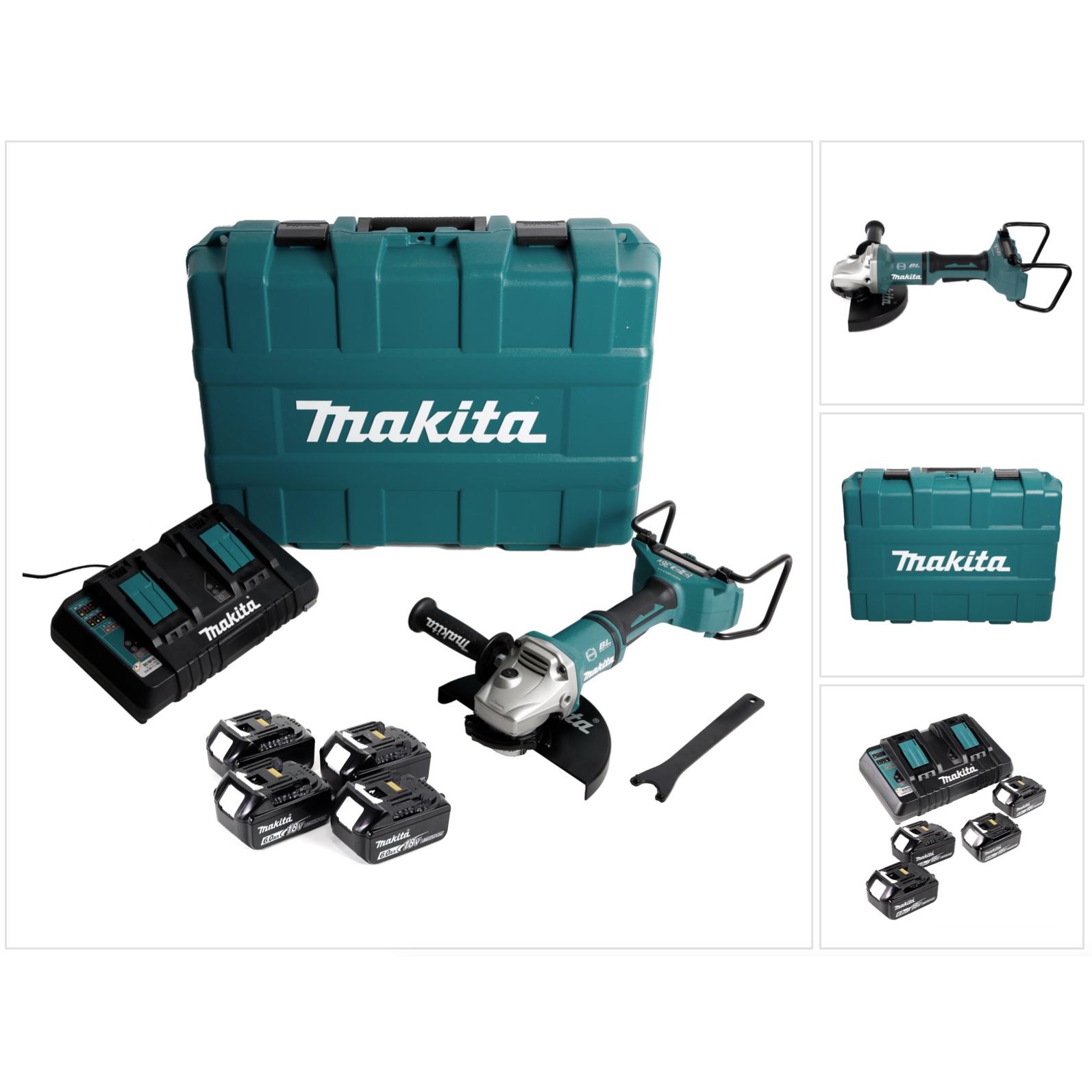Makita, Winkelschleifer, DGA 900 G4KX2 Akku Winkelschleifer 36V ( 2x18V ) 230mm Brushless + 4x Akku 6,0Ah + (230 mm)