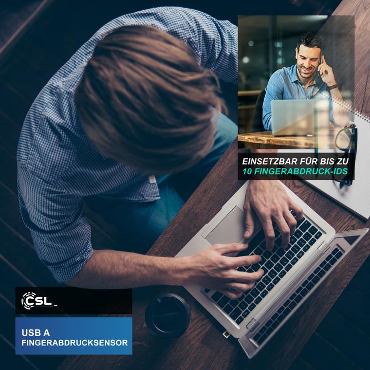 Actual product image CSL Fingerabdrucksensor, Windows 11, bis zu 10 IDs, biometrische Authentifizierung, Plug & Play, USB-A