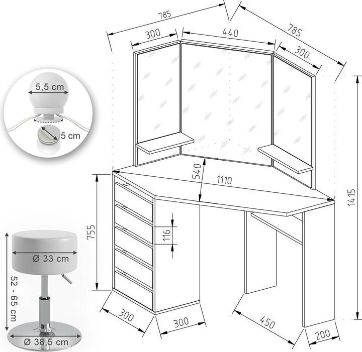 Produktbild Vicco Arielle (110 x 54 x 141.5 cm)