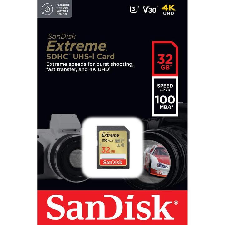 Productafbeelding SanDisk Extreme SDHC /s UHS-I (32 GB, SDHC, U3, UHS-I)