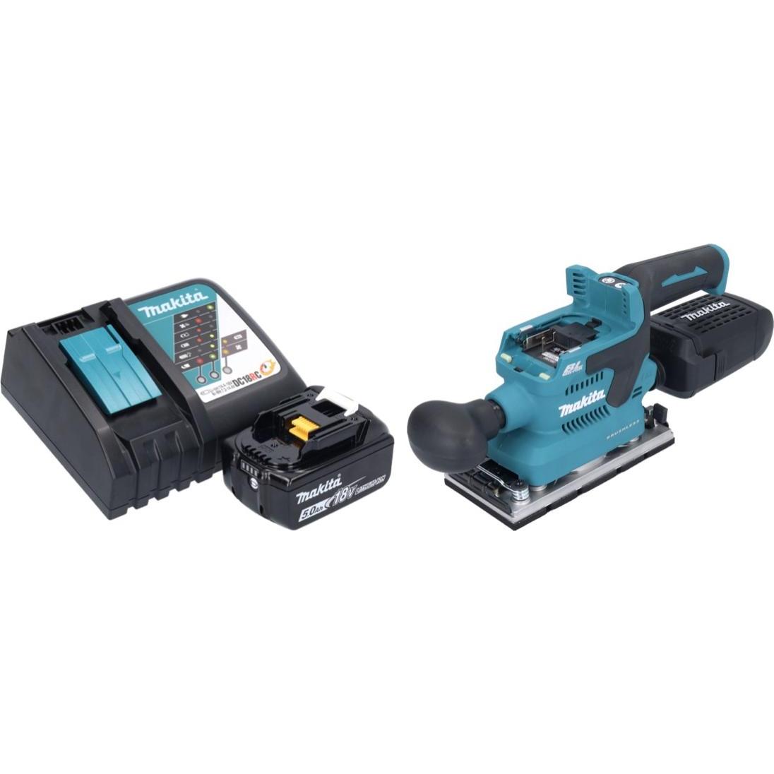 Thumbnail - Makita, Schleifmaschine + Poliermaschine, DBO 382 RT1 Akku Schwingschleifer 18 V 93 x 185 mm Brushless + 1x Akku 5,0 Ah ...