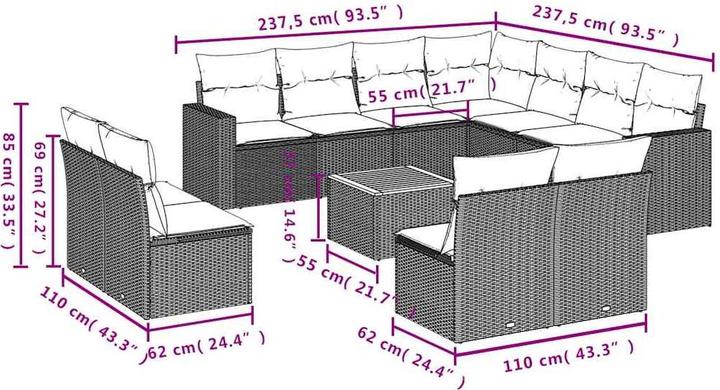 Produktbild vidaXL Garten Sofagarnitur