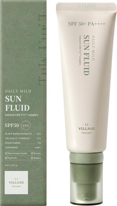 Actual product image Village 11 Factory Daily mild sun fluid (Suntan cream, SPF 50+)