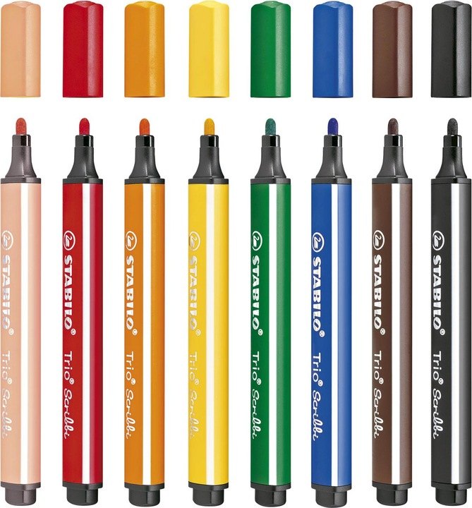 Produktbild STABILO Trio Scribbi Gefederter Dreikant-Filzstift (Mehrfarbig, 8 x)