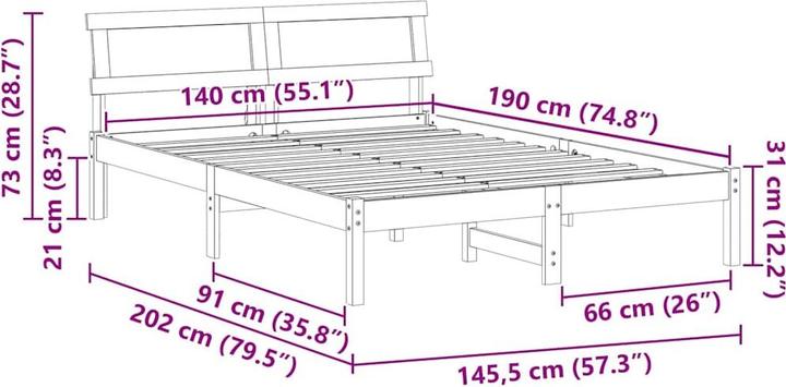 Image du produit vidaXL Bettrahmen (140 x 190 cm)
