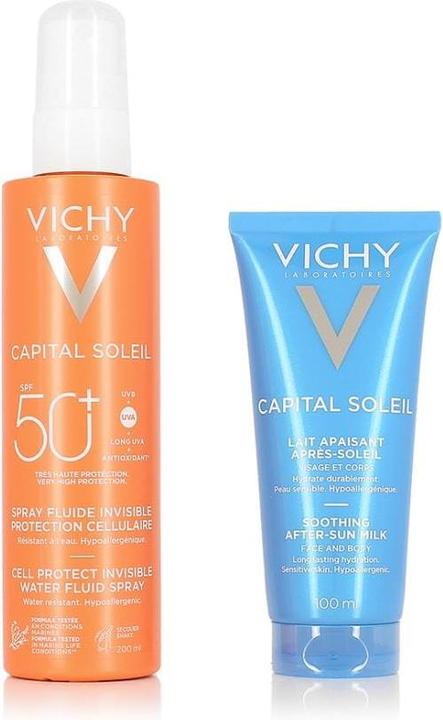 Vichy Capital Soleil Invisible sun protection fluid spray with cell protection SPF50 and after-sun milk - (Sun spray, SPF 50, 200 ml)