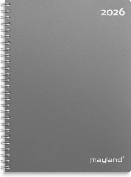 Produktbild Mayland-Burde A5 ugekalender hjformat mrkegr PP-plast 2026 (A5, 1 Woche / 2 Seiten)