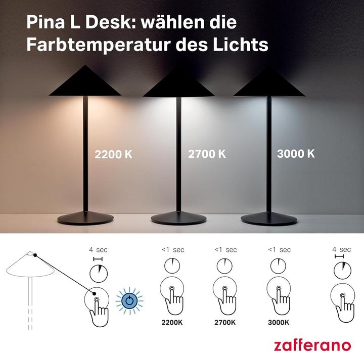 Image du produit Zafferano Draagbare Tafellamp mit Touch Control, dimmbar, drehbarer Kopf, aussen geeignet