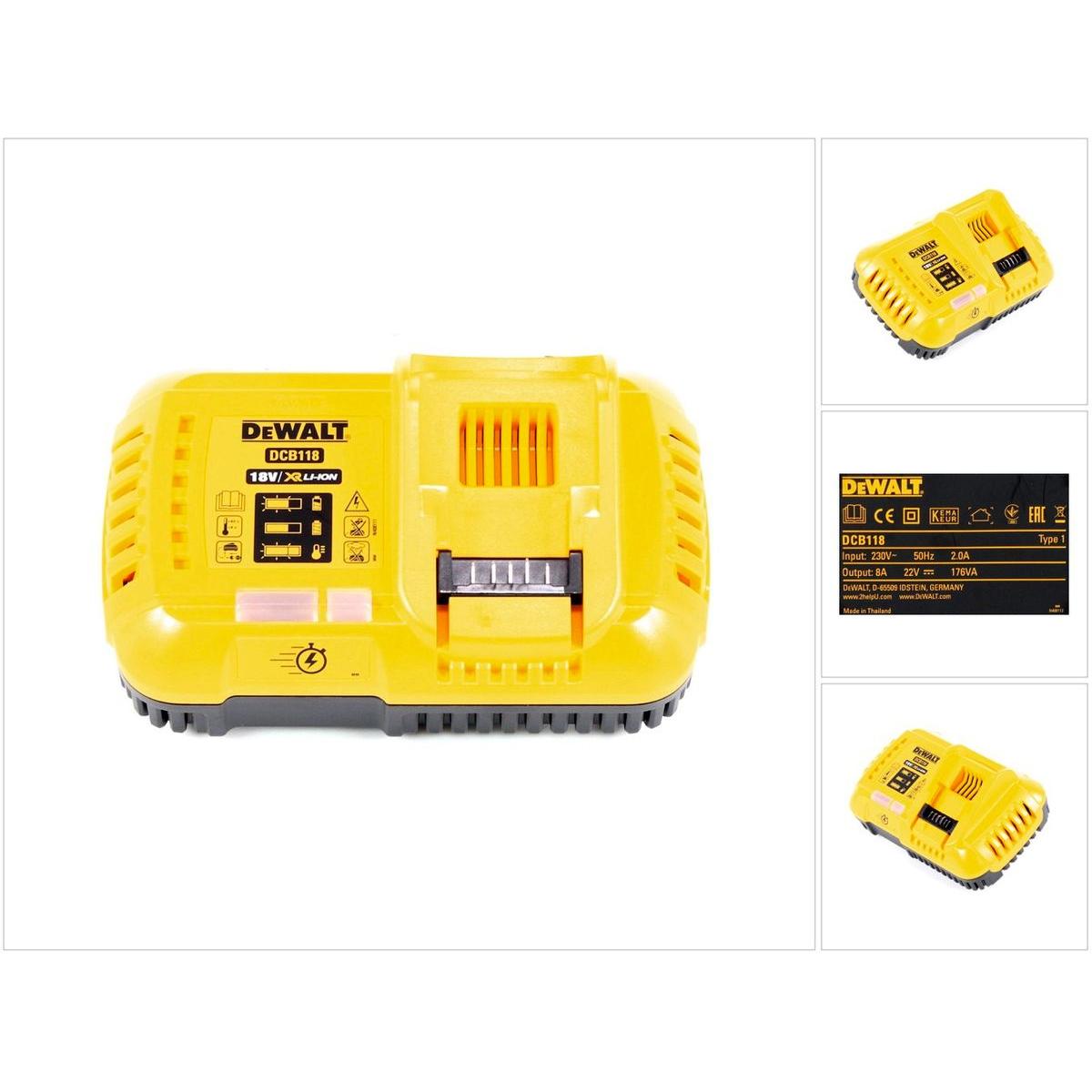 DeWalt, Batteria + Caricatore, Caricabatterie rapido DCB 118 XR FlexVolt 54 V / 18 V (18 V)