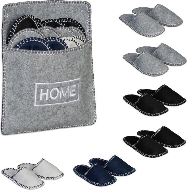Actual product image Relaxdays 6 Paar Gästehausschuhe aus Filz (36, 37, 38, 39, 40, 41, 42, 43, 44, 45)