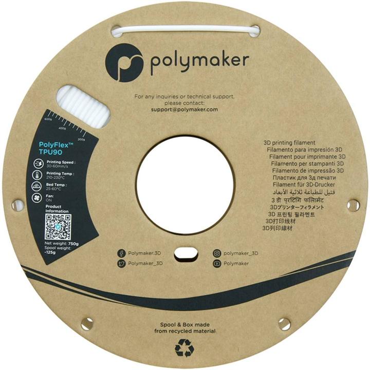 Produktbild Polymaker PolyFlex TPU-90A Weiss 2,85 mm 750g (TPU, 2.85 mm, 750 g)