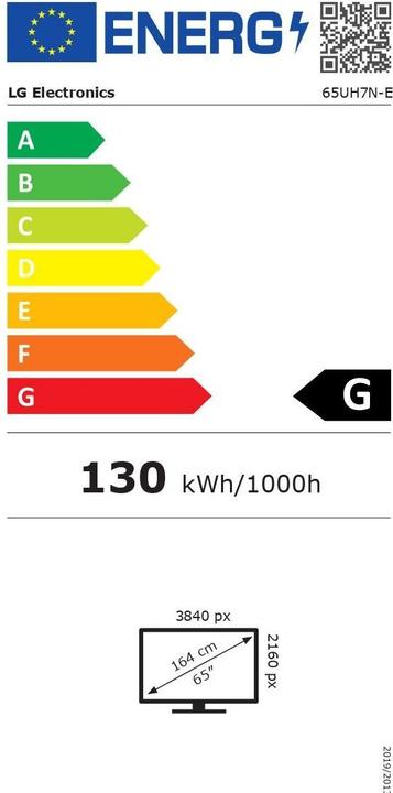 Label énergétique LG 65UH7N-E (3840 x 2160 pixels, 65")