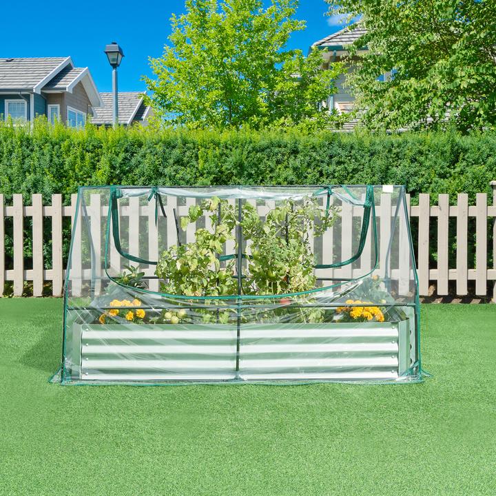 Actual product image En.Casa Hochbeet mit Gewächshaus Balsorano 186x96x98 cm Transparent