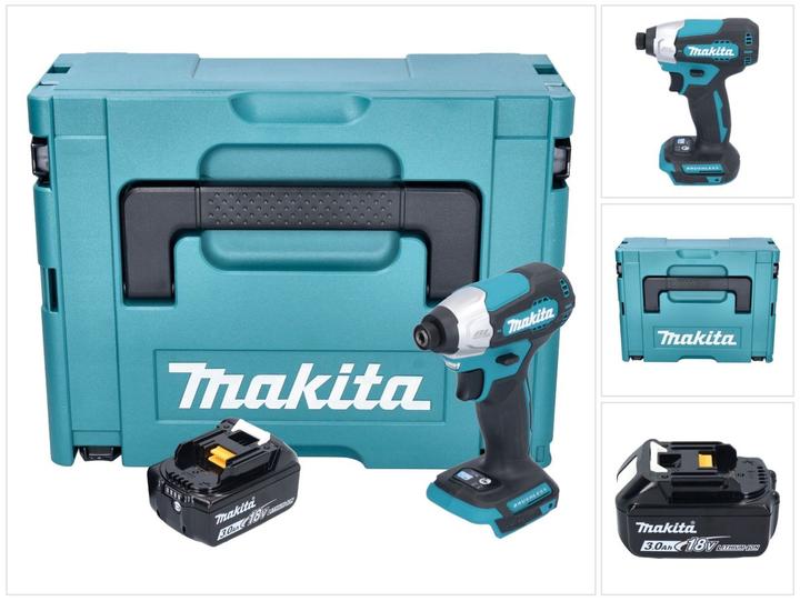 Produktbild Makita DTD 157 F1J Akku Schlagschrauber 18 V 140 Nm 1/4" Brushless + 1x Akku 3,0 Ah + Makpac - ohne