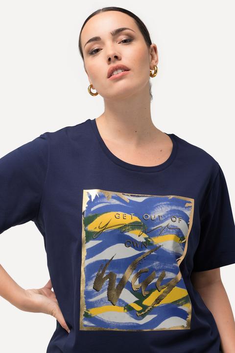 Actual product image Ulla Popken Wave Front Print Stretch Tee (46, 48)