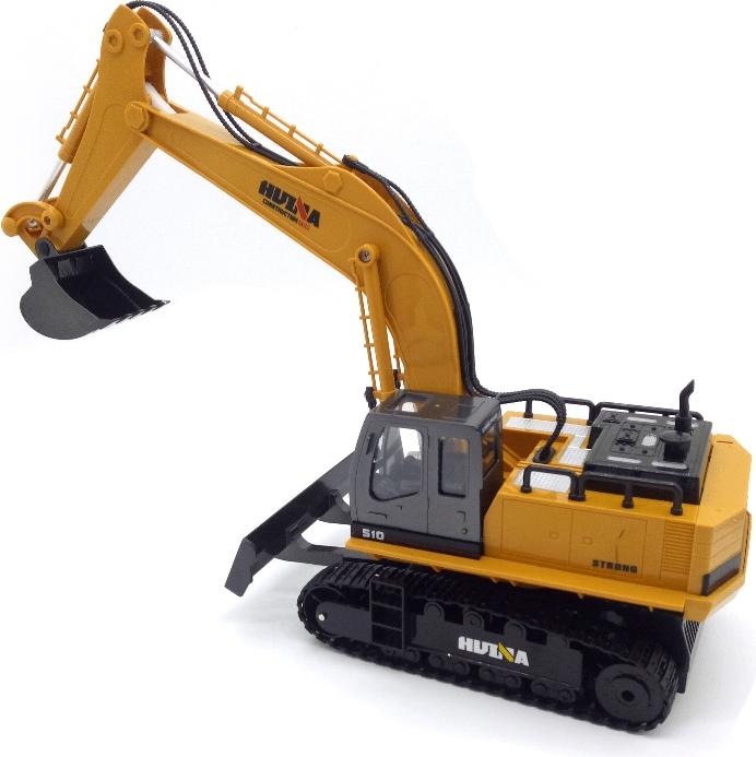 Produktbild Huina 1:16 RC Bagger mit Kettenantrieb und Tieflöffel, 11 Funktionen und 2.4G Sender.