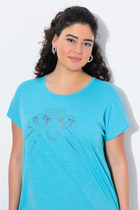 Image du produit Ulla Popken T-shirt oversize à imprimé animal métallisé, col rond et manches courtes (54)