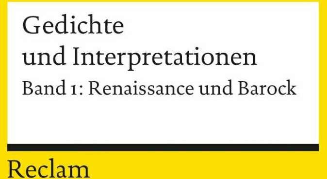 Produktbild Gedichte und Interpretationen 1. Renaissance und Barock (Deutsch, Volker Meid, 2011)