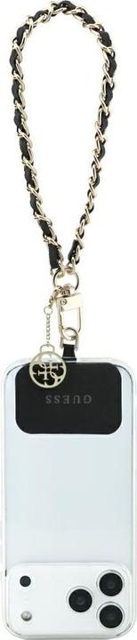 Actual product image Guess GUOUCHSAMC4K Universal Hand Strap czarny/black Saffiano Chain 4G Charm