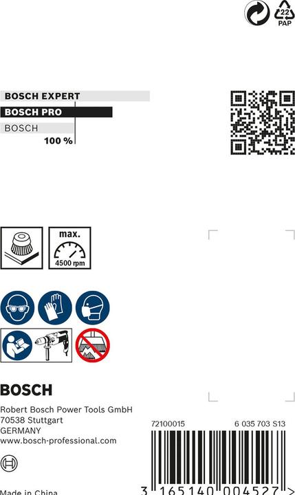 Actual product image Bosch Professional Zubehör PRO Metal clean cup brush, straight shaft, 70 x 0.2 mm (120)
