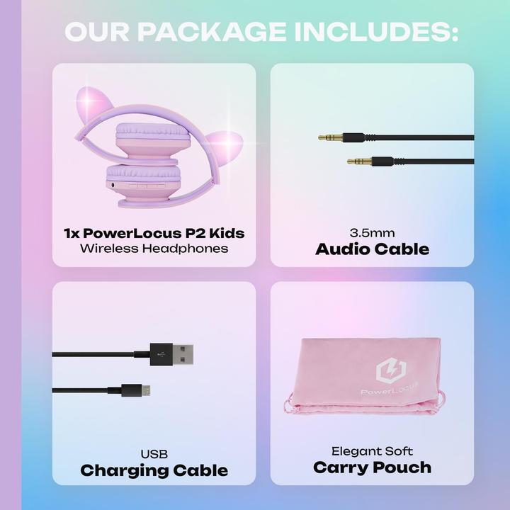 Produktbild PowerLocus P2 Kids Cat Ears Bluetooth-Kinderkopfhörer purple