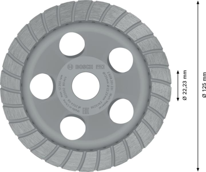 Produktbild Bosch Professional Zubehör PRO Multi Material Topfscheibe, 5 x 125 x 22,23 mm