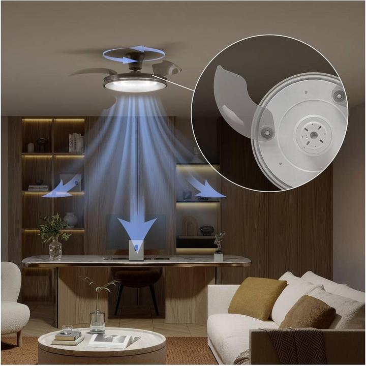 Image du produit Philips Ventilateur de Plafond Atlas avec Pales Rétractables et Éclairage LED (50 dB)