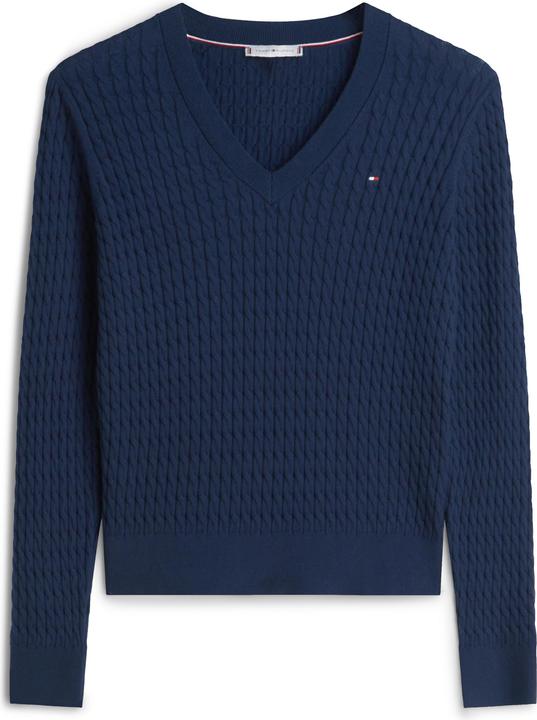 Produktbild Tommy Hilfiger Damen Cable Fine Gg V-Ausschnitt Langarm Pullover (XS)