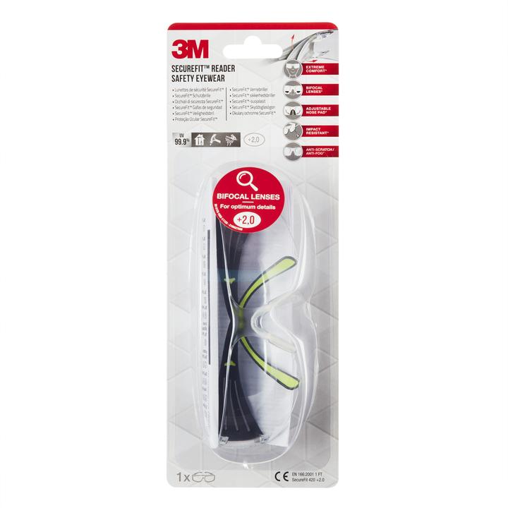 Produktbild 3M SecureFit Schutzbrille, + 2.0 Dioptrie