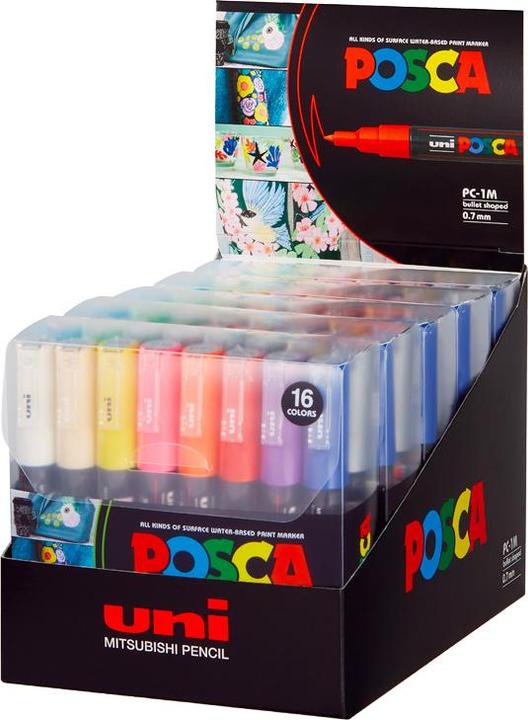 Immagine prodotto Posca Marchio Extra Fine PC-1M Confezione 16 pezzi Assortiti (Assortito, 0.70 mm, 16 x)