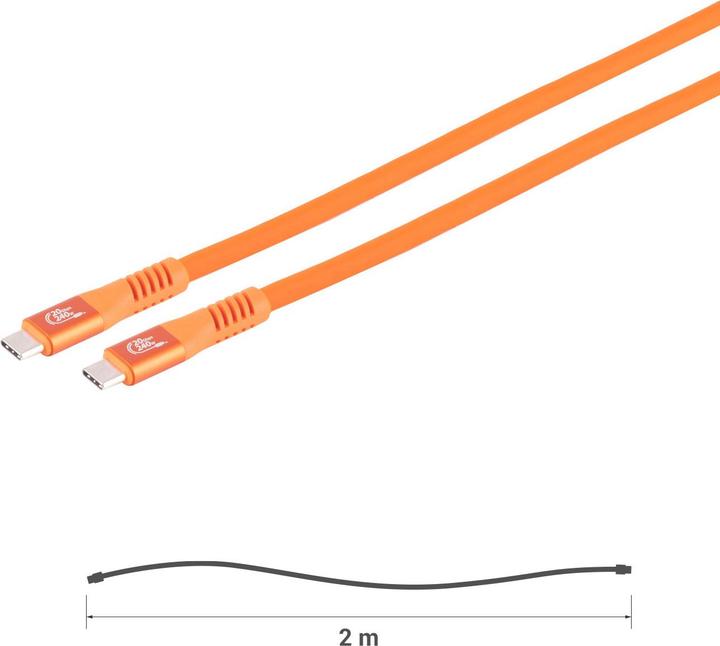 Actual product image S-Impuls Set of 2 data & fast charging cables USB-C to USB-C, orange, 2m (2 m, USB 3.2 Gen 2x2, 240 W)