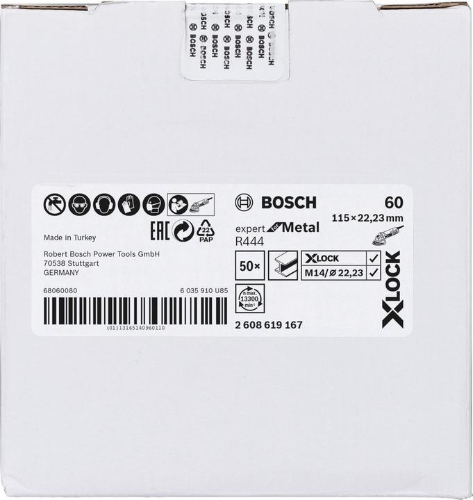 Produktbild Bosch Professional Zubehör X-LOCK Fiberschleifscheibe, Ø115 mm, K 60, R444, Expert for Metal, 1 Stk. (60)