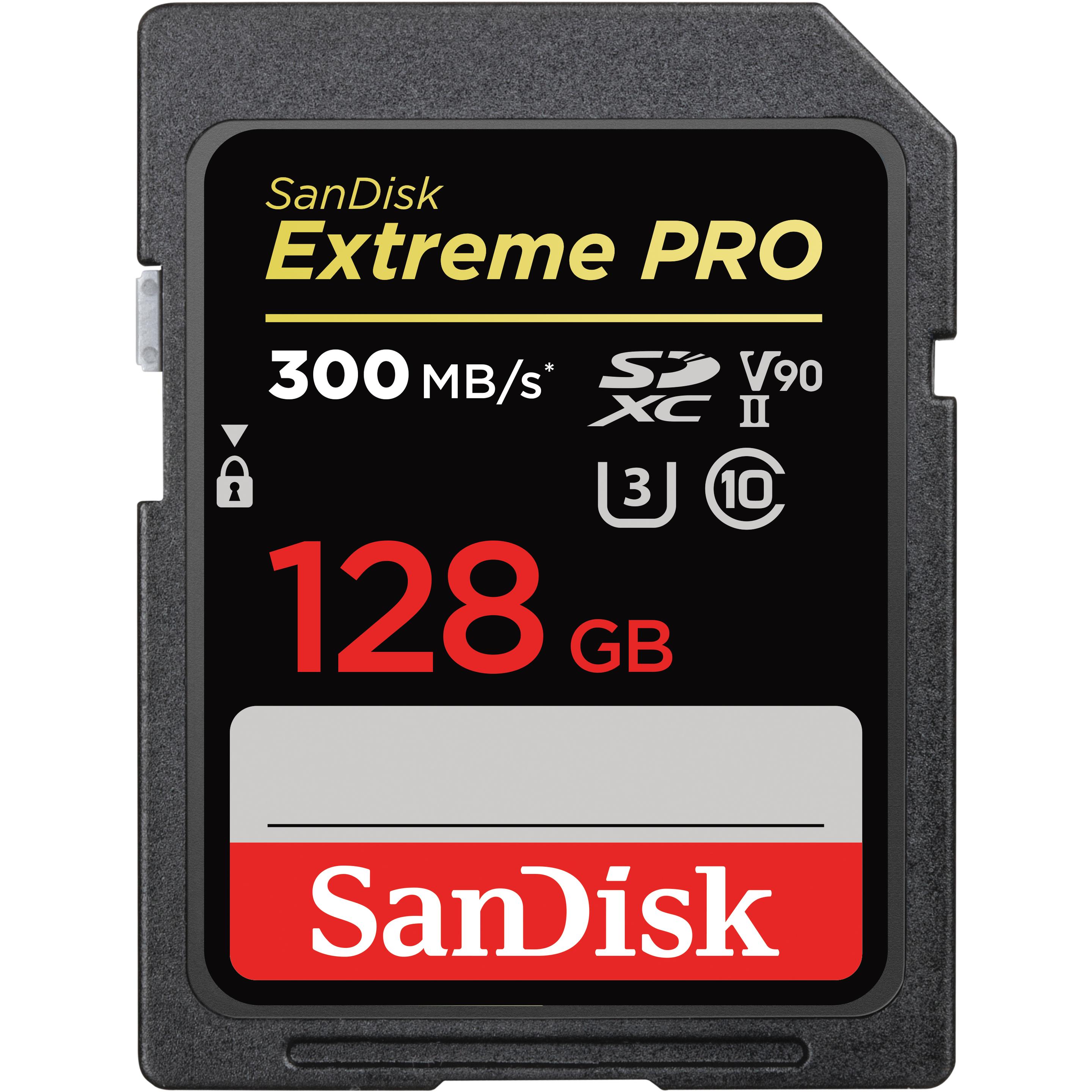 SanDisk Extreme Pro (128 GB, SDXC, U3, UHS-II), Speicherkarte, Schwarz