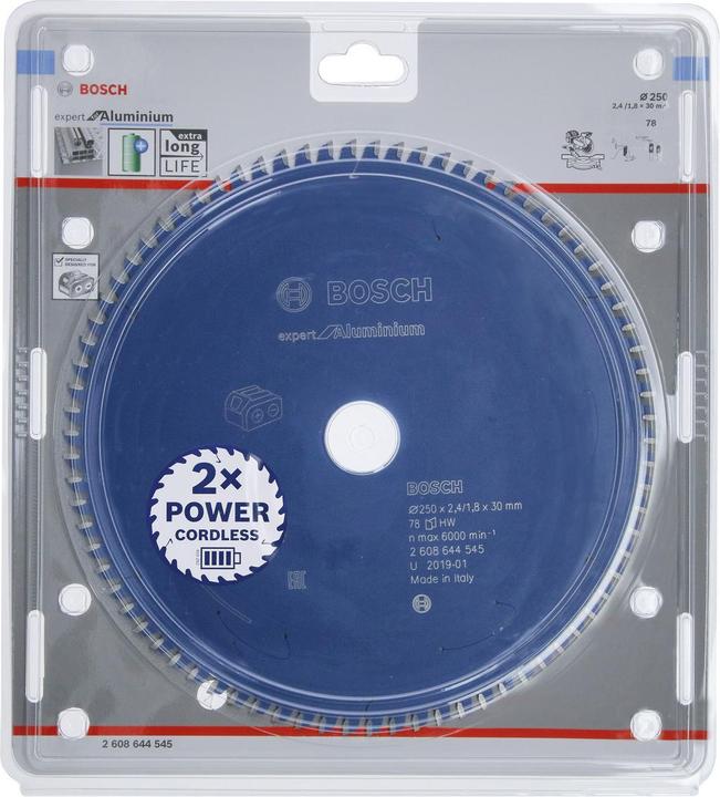 Productafbeelding Bosch Professional Zubehör Cirkelzaagblad Expert voor Aluminium voor accuzagen,250 x 2,4/1,8 x 30, 78 tanden