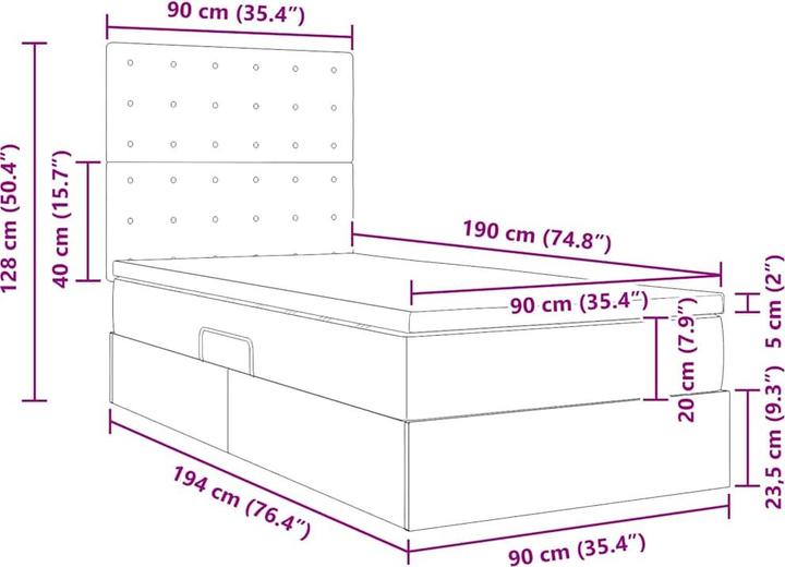 Produktbild vidaXL Aufbewahrungsbett (90 x 190 cm)