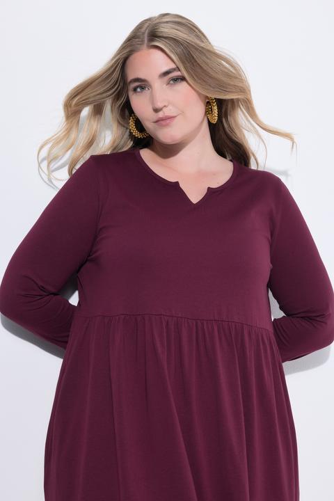 Produktbild Ulla Popken Jersey-Maxikleid, A-Linie, Tunika-Ausschnitt, Langarm (54)