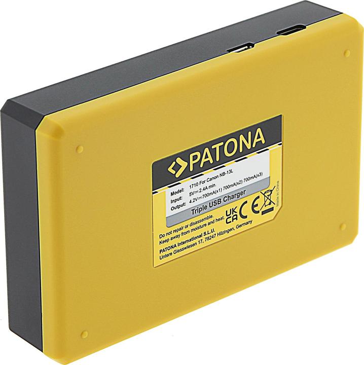 Image du produit Patona USB Triple Ladegerät f. Canon NB-13L PowerShot G5 X G5X G7 X G7 X Mark II G7X G9 X G9X inkl. (Chargeur de batterie d'appareil photo)