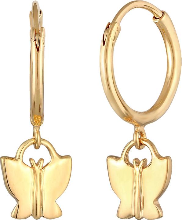 Elli Ohrringe Kids Creolen Schmetterling 925 Silber vergoldet (925 Sterling Silber)