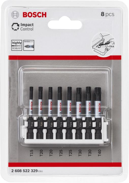 Produktbild Bosch Professional Zubehör PRO Torx Impact Bit, T15, T20(x2), T25(x2), T30(x2), T40, 55 mm, 8-tlg. (Innensechsrund TX)