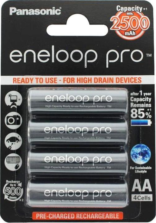 Actual product image Panasonic Battery XX Technology HR-3UWX min. 2500mAh and BatteryBox from (4 pcs., AA, 2500 mAh)