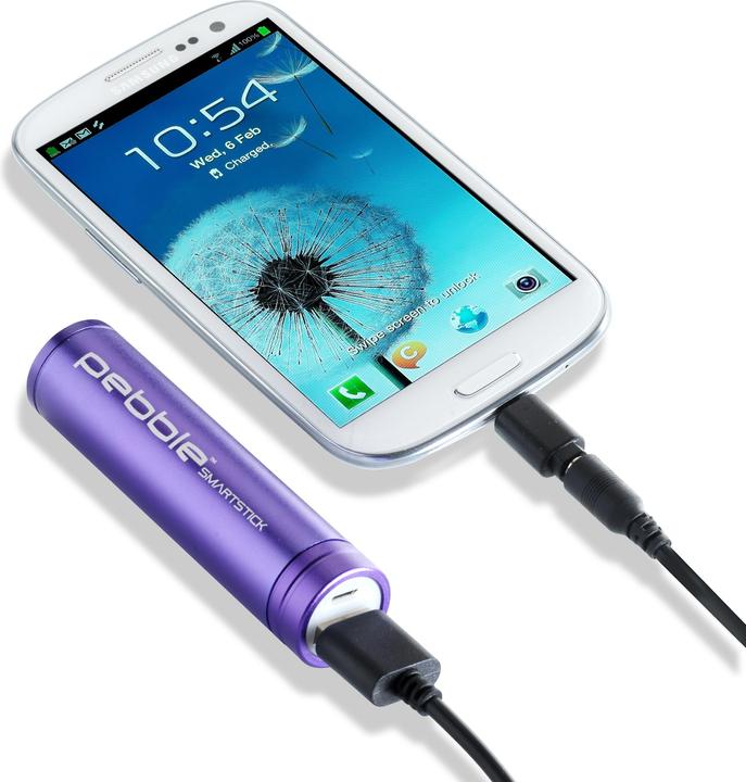 Actual product image veho Pebble Smartstick Battery Charger Purple (2200 mAh)