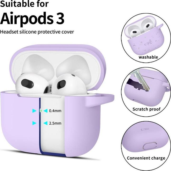 Produktbild Tech-Protect Silicone Hook Case for Apple AirPods 3 - Purple (Kopfhörer Hülle)