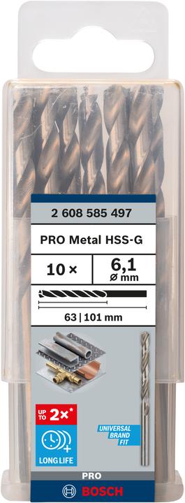 Produktbild Bosch Professional Zubehör PRO Metal HSS-G Spiralbohrer, 6,1 x 63 x 101 mm (6.1 mm)