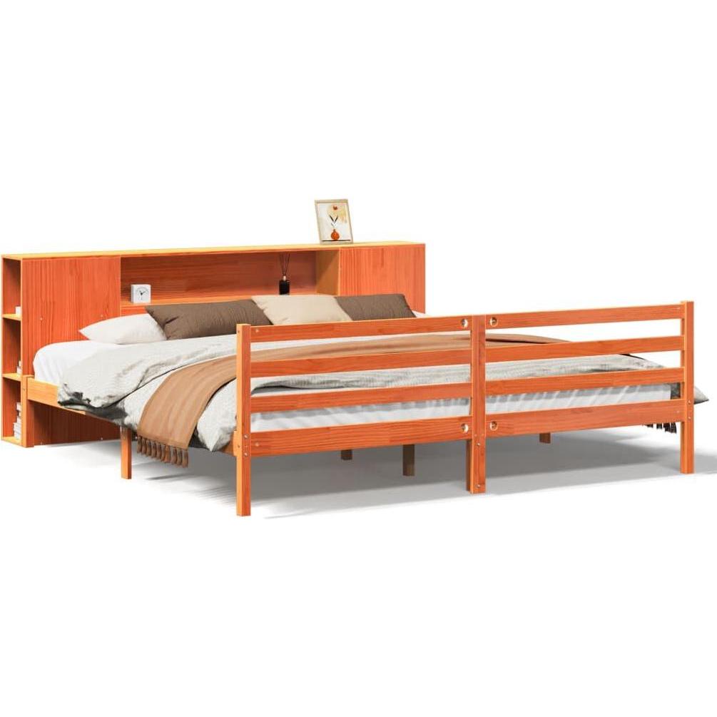 VidaXL, Bett, Massivholzbett Holzbett Bett Doppelbett Bettgestell Wachsbraun 180x200cm (180 x 200 cm)