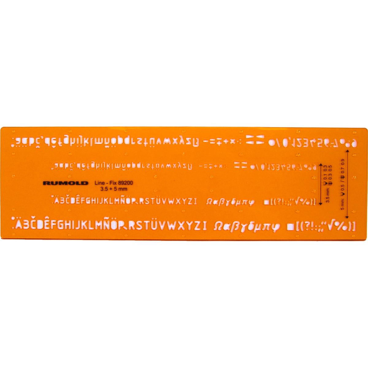 Rumold, Lineal, Fineliner-Schriftschablone 89200 Schrift 3,5 und 5 mm (245 mm)