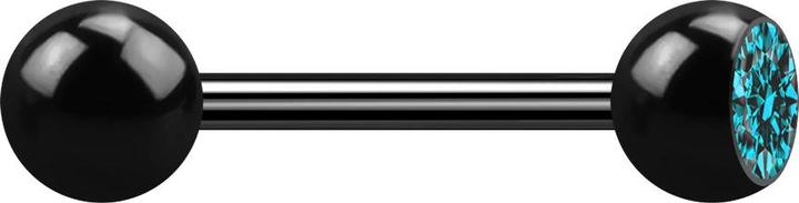 Actual product image Star Piercing Barbell black with ball and crystal aqua (Titanium, without brass)